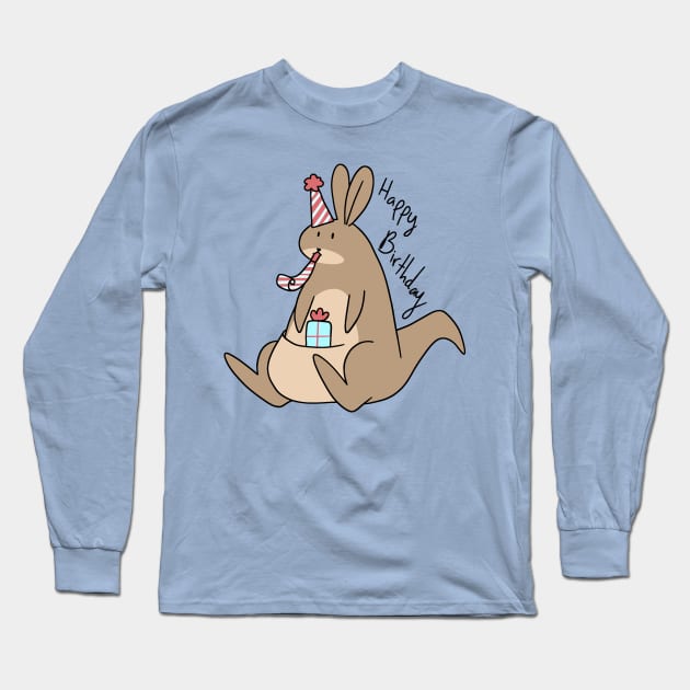 Happy Birthday Kangaroo Long Sleeve T-Shirt by saradaboru